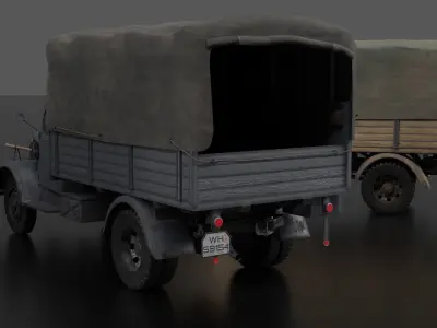 Opel Blitz WWII - Rigged with interior Low-poly 3D model