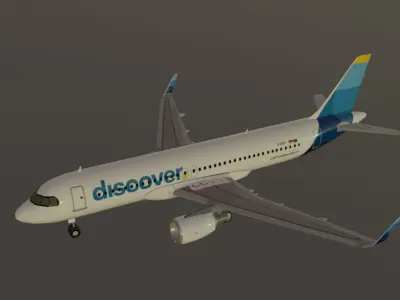 Discover airlines airbus a320-214 low poly 3D Model Low-poly 3D model