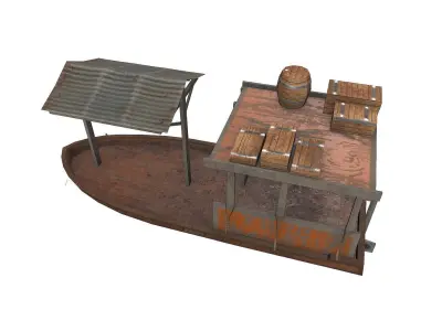 Old Wooden Boat Low-poly Low-poly 3D model