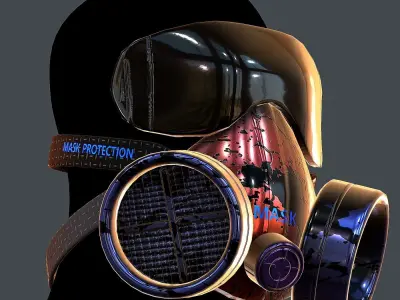 Gas mask helmet 3d model scifi Low-poly Low-poly 3D model