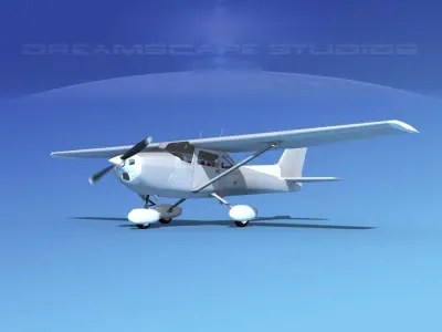 Cessna 172 Skyhawk 1976 White Livery 3D model