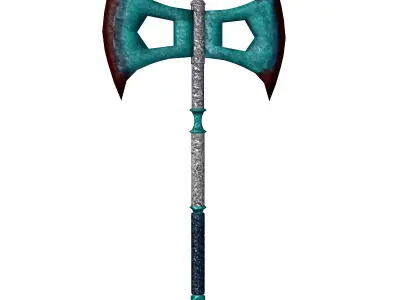 Fantasy double edged war axe Free low-poly 3D model