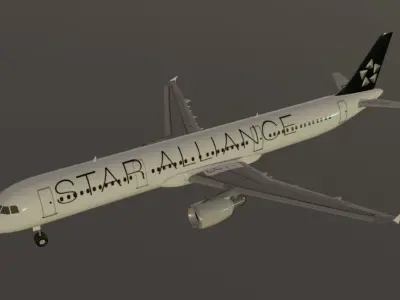 Airbus a321-211 star alliance low poly 3D Model Low-poly 3D model