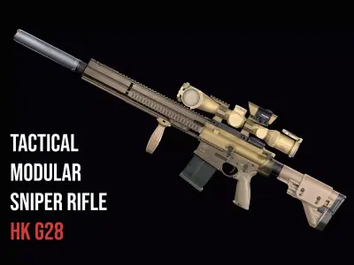 Tactical Modular Sniper Rifle HK G28 Low-poly 3D model