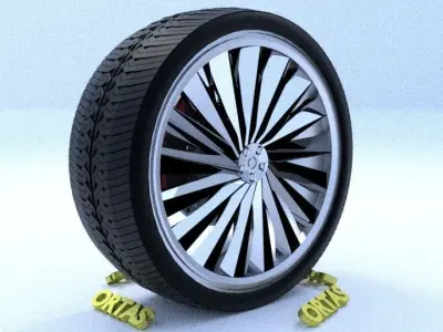 ORTAS CAR RIM 46 GAME READY RIM TIRE AND DISC 3D model
