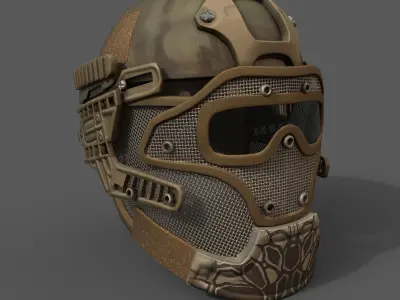 Helmet camo human military combat soldier protection  Low-poly 3D model