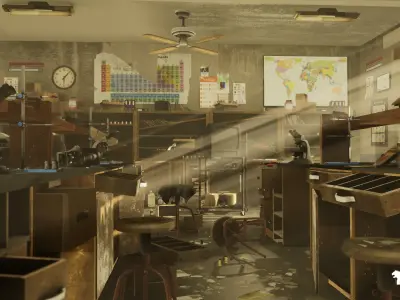 Abandoned Chemistry Classroom Low-poly 3D model