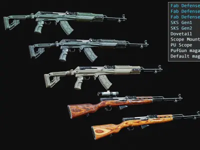 rifle SKS - weapon pack Low-poly 3D model