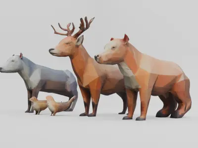 Stylized Forest Pack  Low Poly 3D Animal Models Low-poly 3D model