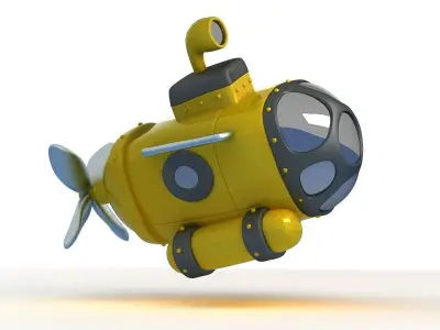 submarine cartoon military toy yellow industrial ship nautical 3D model