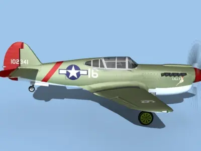 Curtiss P-40F Warhawk V02 USAAF 3D model