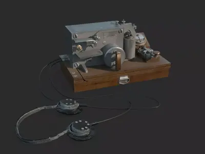 Old fashioned military telegraph machine 3D model