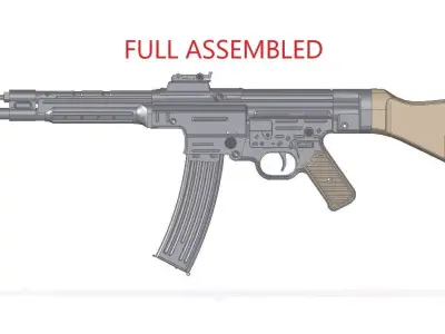 STG-44 gun with wooden handle 3D model