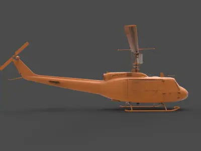 UH-1H orange helicopter 3D print model