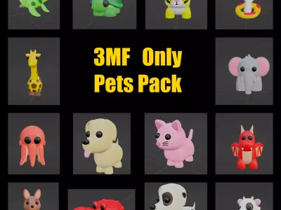 Adopt Me Pets Pack 14 Roblox Style 3D Models 3MF 3D print model