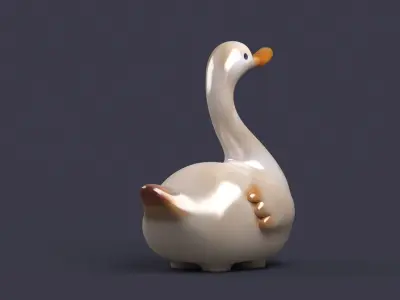 swan birds art sculptures beak sky flying sparrow 3D model