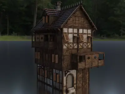 GameReady Medieval House Low-poly 3D model