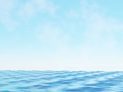 ocean with clouds in sky 3D model