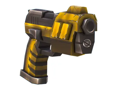 LowPoly Sci-Fi Cartoon Pistol Gun Low-poly 3D model