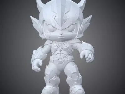 Chibi Mecha Warrior Cute Armored Hero Figurine PM-378 3D print model