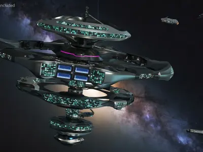 Sci Fi Space Station with Interplanetary Spacecraft Collection 2 3D model