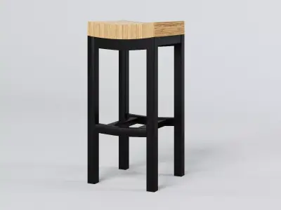 Two Tone Wood Stool Bar  Free 3D model