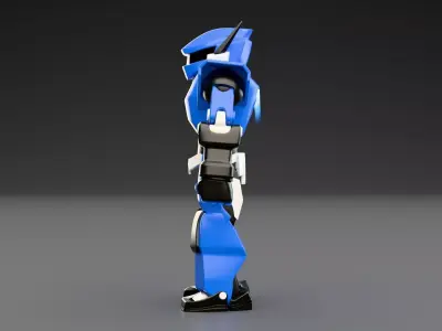 Blue Mecha Robot Futuristic Combat Sci-Fi 3D Character Low-poly 3D model