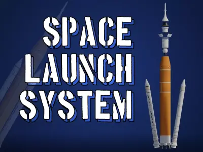 NASA Space Launch System SLS Artemis Rocket Low-poly 3D model