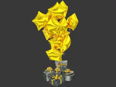 Gifts with Balloons Collection V2 3D model
