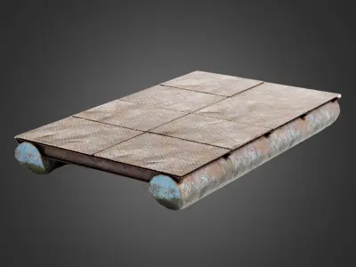 Old metal army floating bridge pontoons da1 Low-poly 3D model