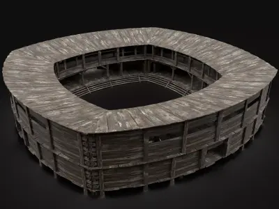 MEDIEVAL FIGHTING ARENA THEATER SCENE FANTASY RING Low-poly 3D model