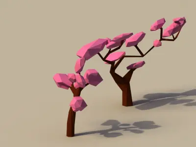 Low Poly Cherry Trees Low-poly 3D model