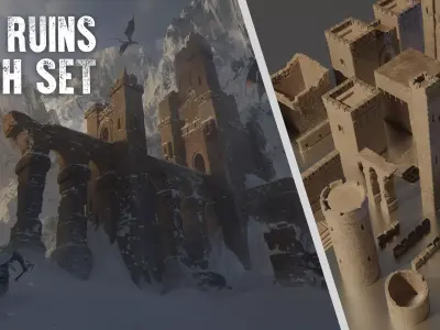 Castle ruins Kitbash Set 3D model