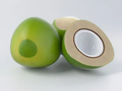 Cartoon Green Coconut Set 3D model