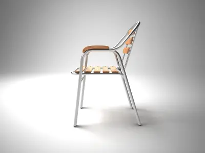 Aluminum Wood Chair 3D model