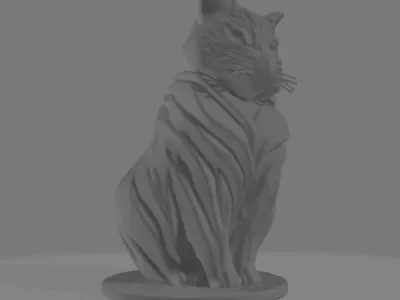 Layered Abstract Cat Sculpture 3D model