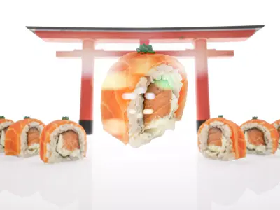 Sushi Philadelphia lite Realistic 3d model Low-poly 3D model