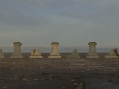 Hand Sculpted cemetery gravestones part 11 Low-poly 3D model