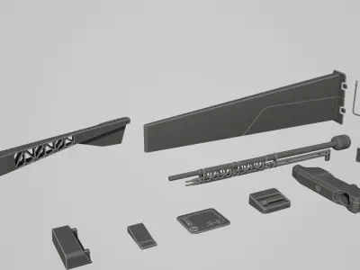 Hard Surface Kitbash Pack - 60 Objects Low-poly 3D model