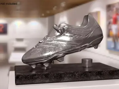 Silver Football Boot Trophy On Marble Base 3D model