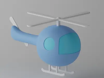Cartoon Cute Helicopter Low-poly 3D model