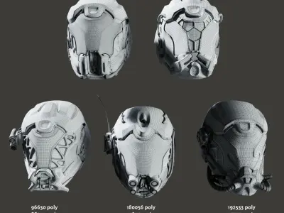 SciFi Helmet 5 version set 3D model
