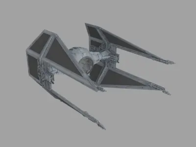 interceptor star wars tie fighter 3D model