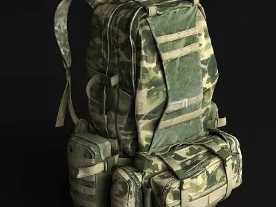 Military Backpack Low-poly 3D model shop