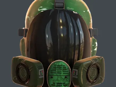 Gas mask helmet 3d model scifi Low-poly  Low-poly 3D model 548