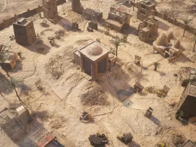 Top-Down Desert Town - LowPoly Low-poly 3D model