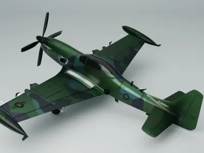 Piper PA-48 Enforcer - That BADASS MUSTANG - Low-poly 3D model