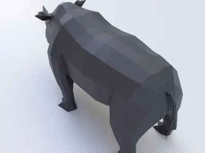 Rhino 3d model rhinoceros in low polygons Low-poly 3D model