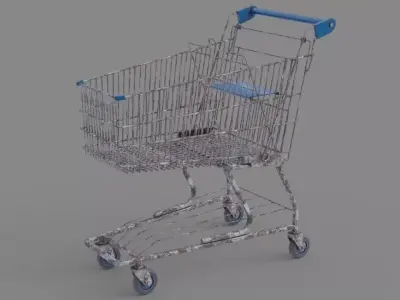 Shopping Cart 1 Old Low-poly 3D model