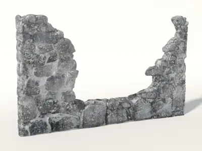 Old castle wall part F Low-poly 3D model